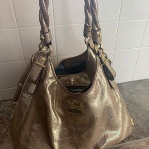 Coach gold/silver shimmer tote.